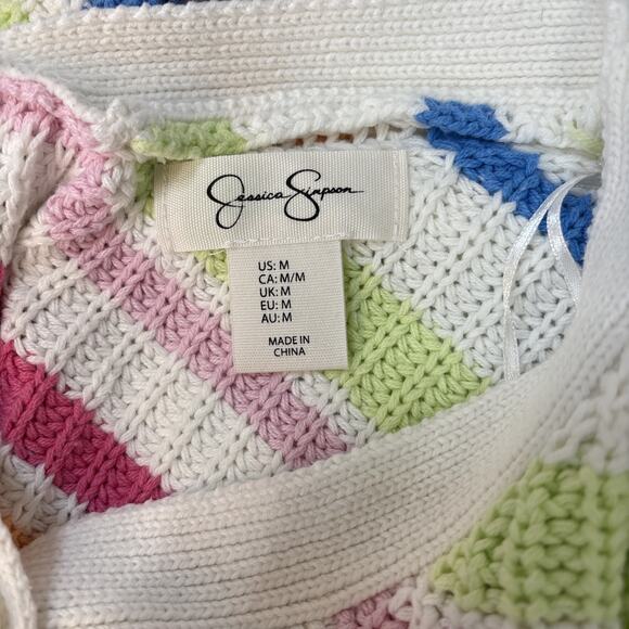 Jessica Simpson Rainbow Cropped Button Front Cardigan M - Picture 11 of 14